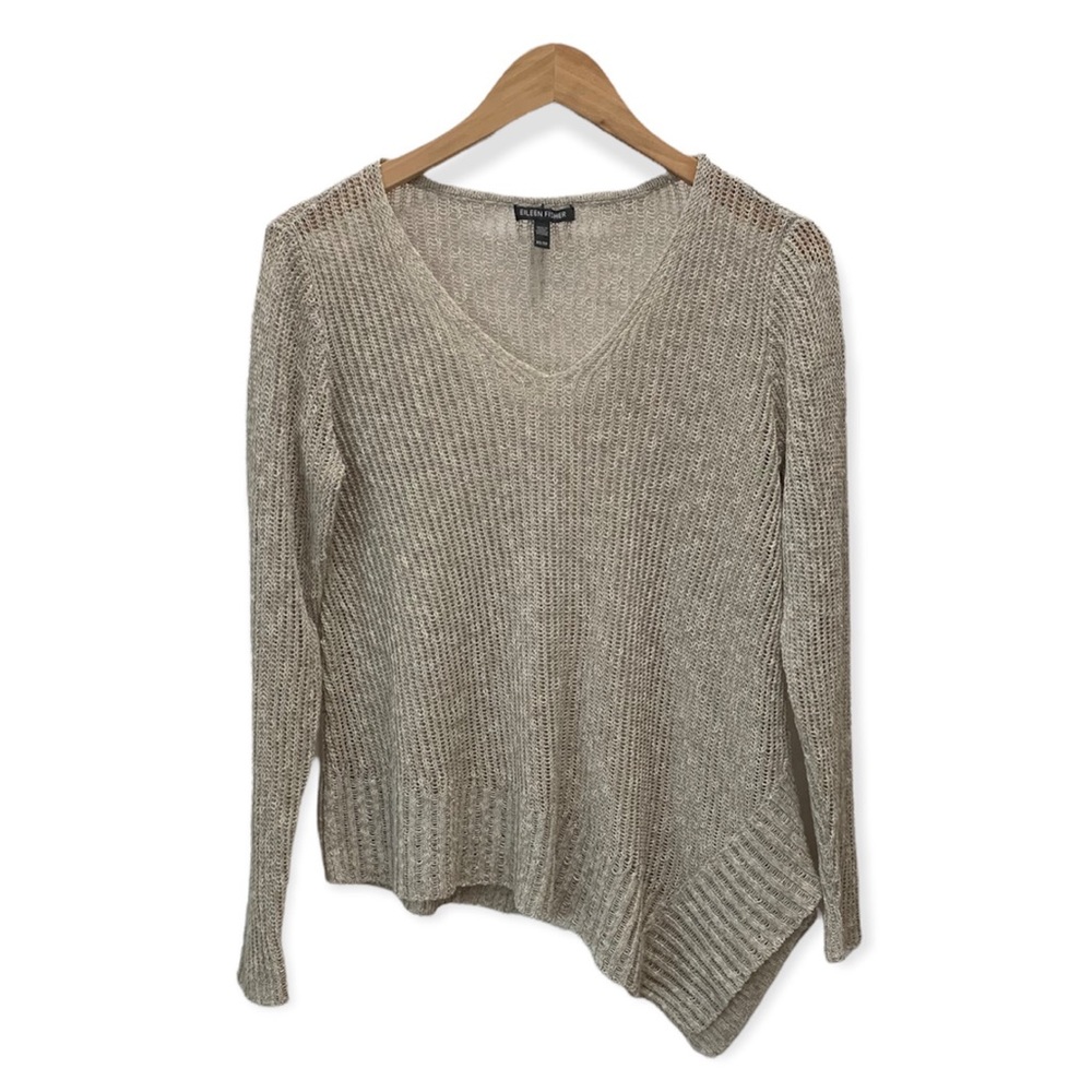 Eileen Fisher V Neck Asymmetric Hem Sweater